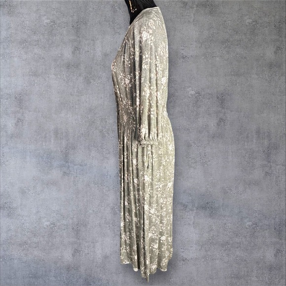 Caslon Women's Floral Print Midi Dress Size M Gray Pink Boho Peasant Style - Picture 4 of 13